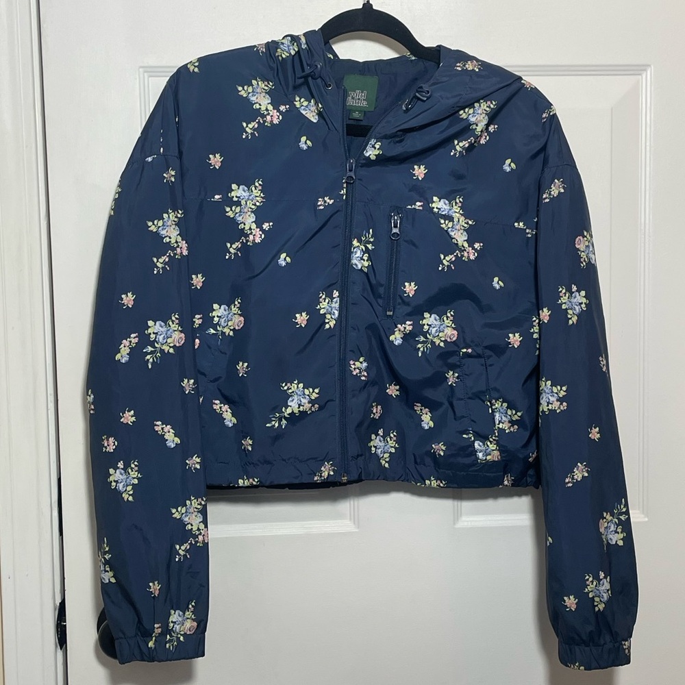 Wild Fable Navy Floral Zip-Up Jacket